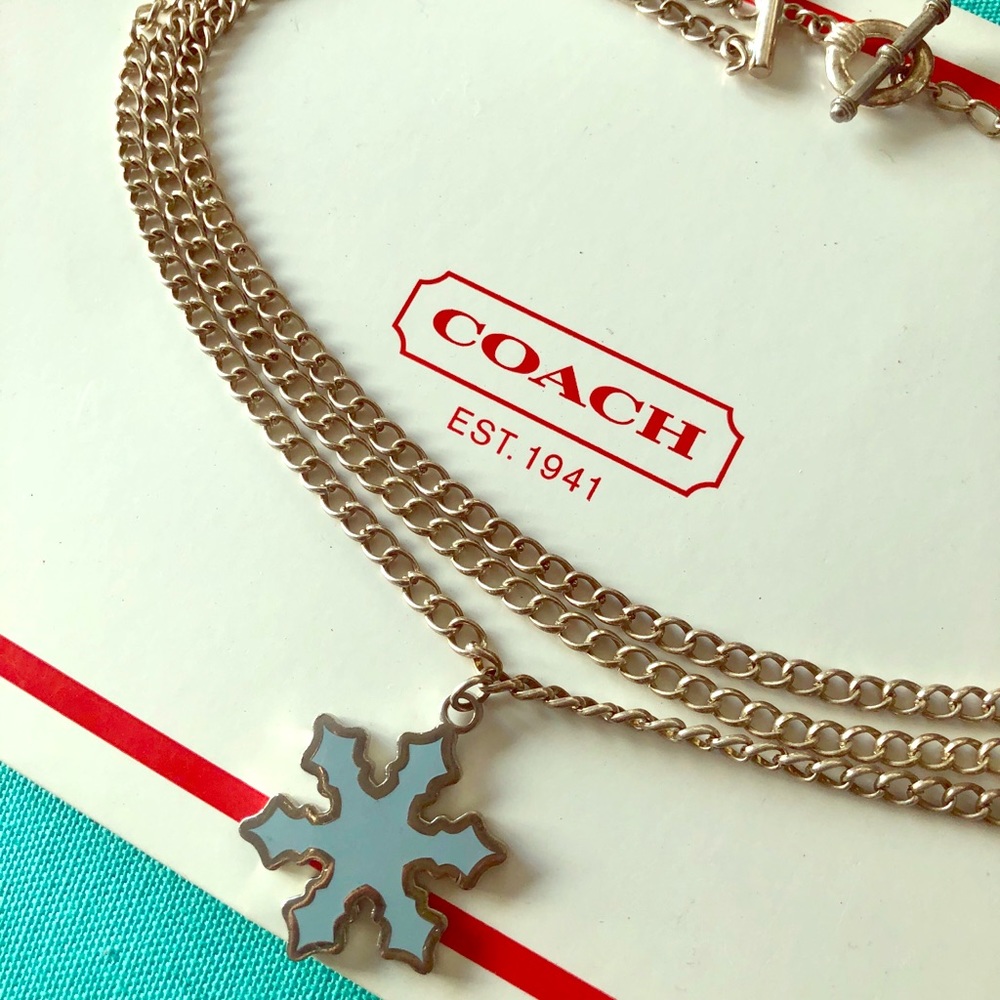 Coach snowflake layered toggle necklace w/gift box